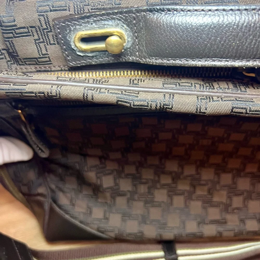 Dunhill Brown and Black Messenger Bag with Monogram Design